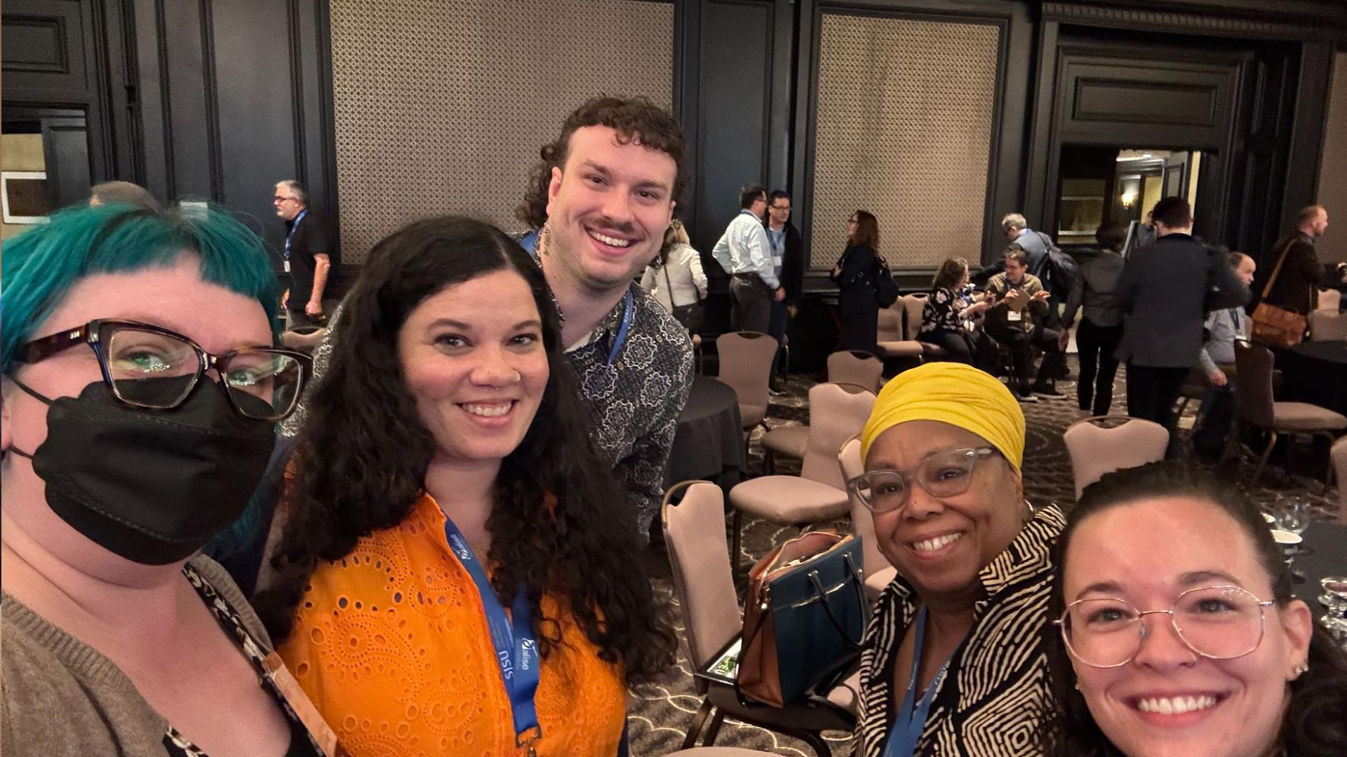 From Left to Right: Leah Dudak (PhD Candidate), Dr, Beth Patin (faculty) Tyler Youngman (alumni), Dr. LaVerne Gray (faculty), and Sarah Appedu (PhD Candidate)