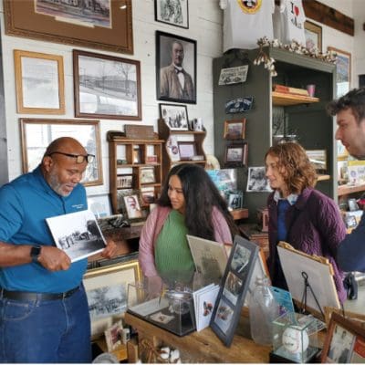 Students at historical society