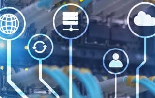 Server with data and cloud icons overlaid