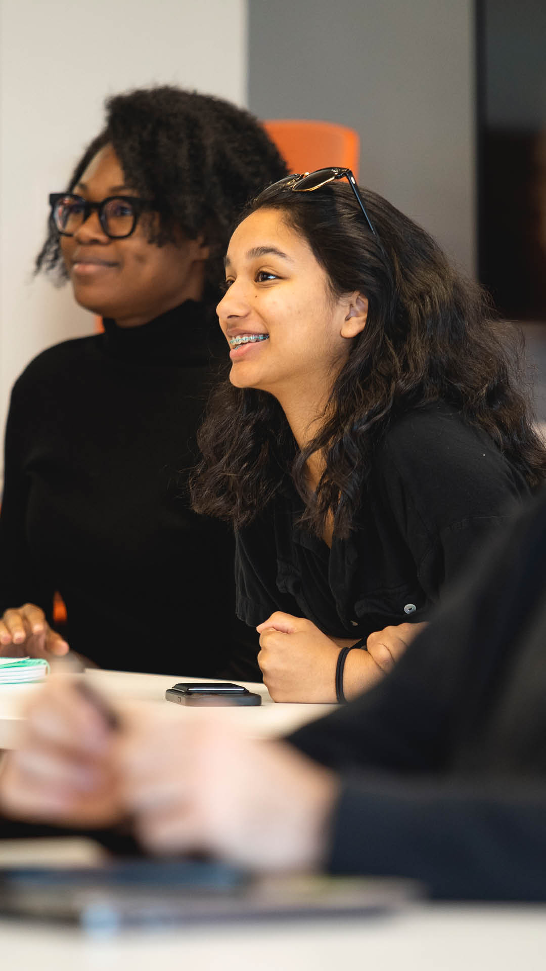 girl smiling in class