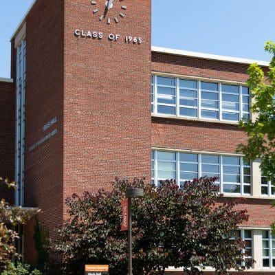 Hind Hall exterior in summer